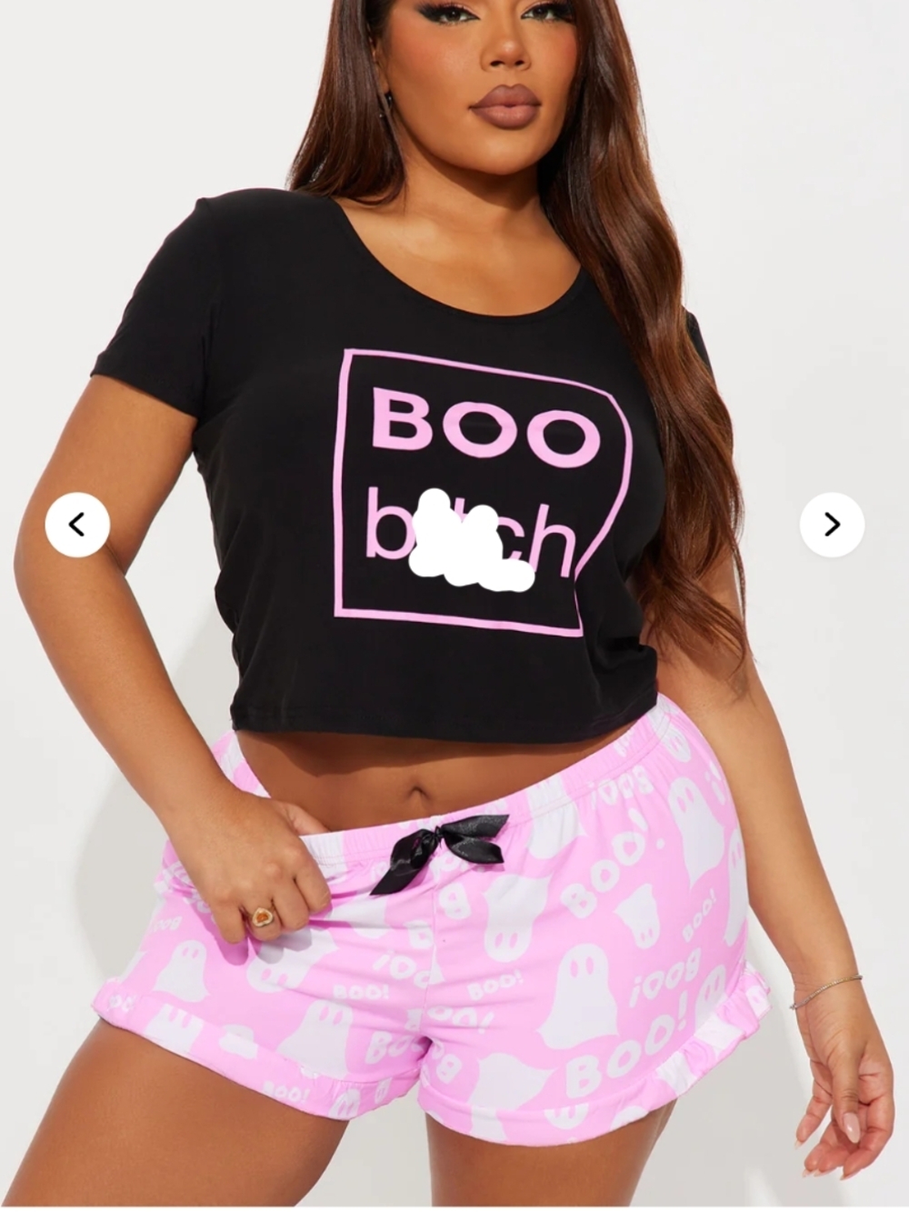 Fashion Nova "Boo" PJ Short Set - Pink - Size 1X (EUC) - Picture 4 of 12
